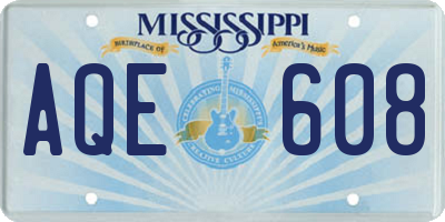 MS license plate AQE608
