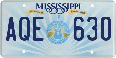MS license plate AQE630