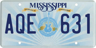 MS license plate AQE631