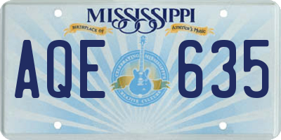 MS license plate AQE635
