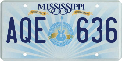 MS license plate AQE636