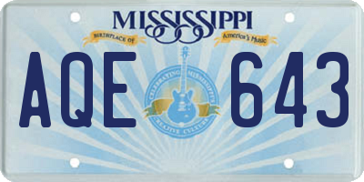 MS license plate AQE643