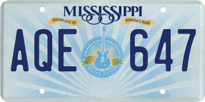 MS license plate AQE647