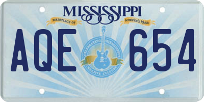 MS license plate AQE654