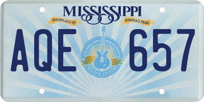 MS license plate AQE657