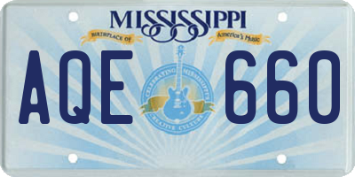 MS license plate AQE660