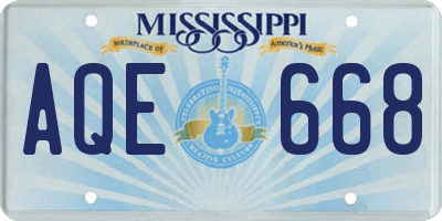 MS license plate AQE668