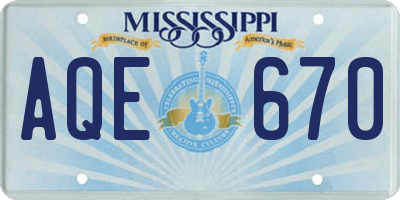 MS license plate AQE670