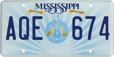 MS license plate AQE674