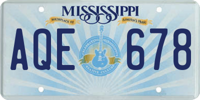 MS license plate AQE678