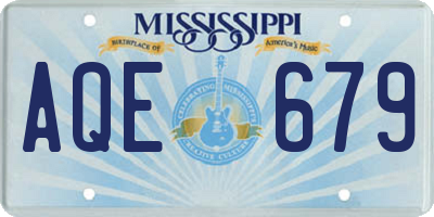 MS license plate AQE679