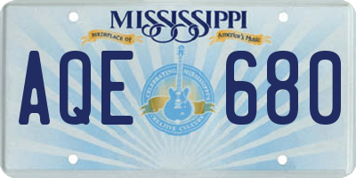 MS license plate AQE680