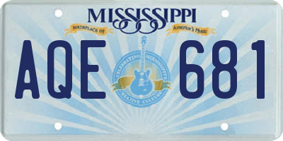 MS license plate AQE681