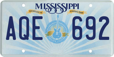 MS license plate AQE692