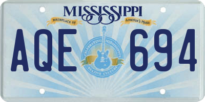 MS license plate AQE694