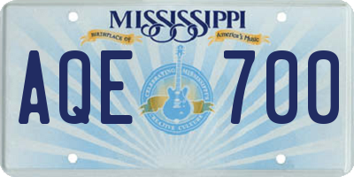 MS license plate AQE700