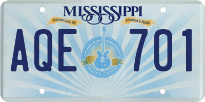 MS license plate AQE701