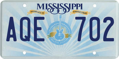 MS license plate AQE702
