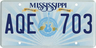 MS license plate AQE703