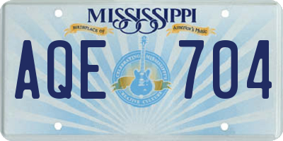 MS license plate AQE704