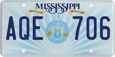 MS license plate AQE706