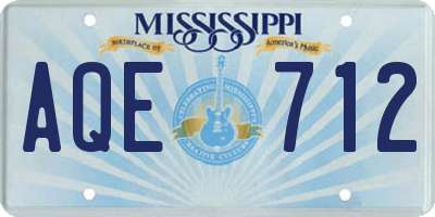 MS license plate AQE712
