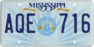 MS license plate AQE716