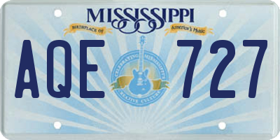 MS license plate AQE727