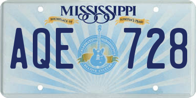 MS license plate AQE728