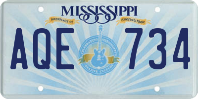 MS license plate AQE734