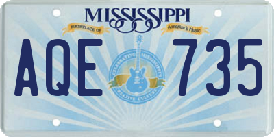 MS license plate AQE735