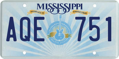 MS license plate AQE751