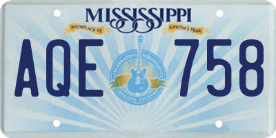 MS license plate AQE758