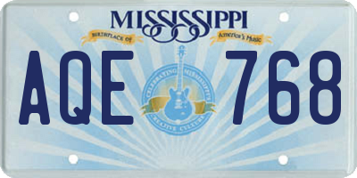 MS license plate AQE768