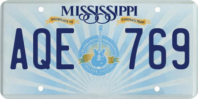 MS license plate AQE769