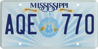 MS license plate AQE770
