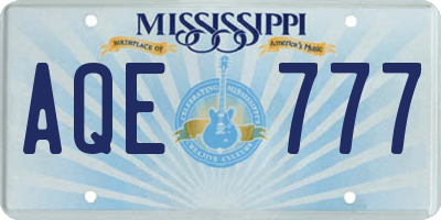 MS license plate AQE777