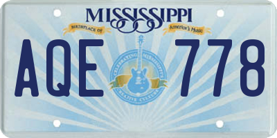 MS license plate AQE778