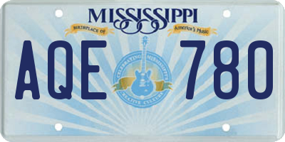 MS license plate AQE780