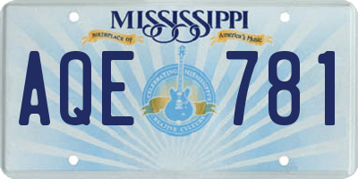 MS license plate AQE781