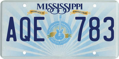 MS license plate AQE783