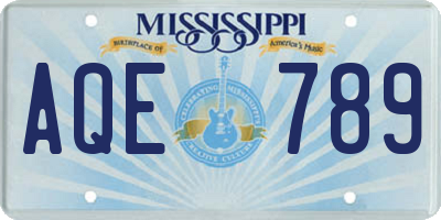 MS license plate AQE789