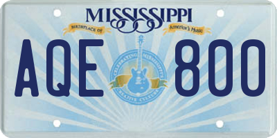 MS license plate AQE800