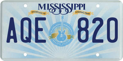 MS license plate AQE820