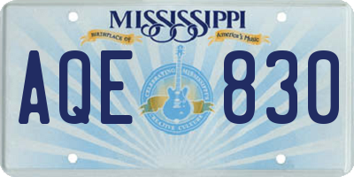 MS license plate AQE830