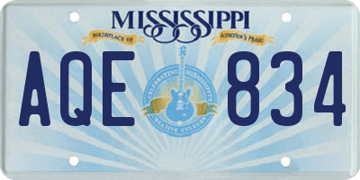 MS license plate AQE834
