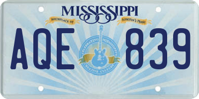 MS license plate AQE839