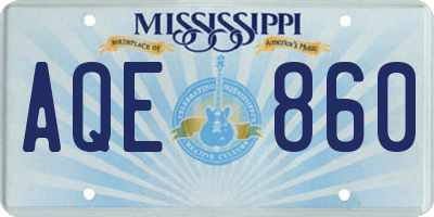 MS license plate AQE860