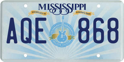 MS license plate AQE868