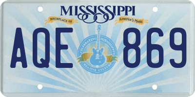 MS license plate AQE869